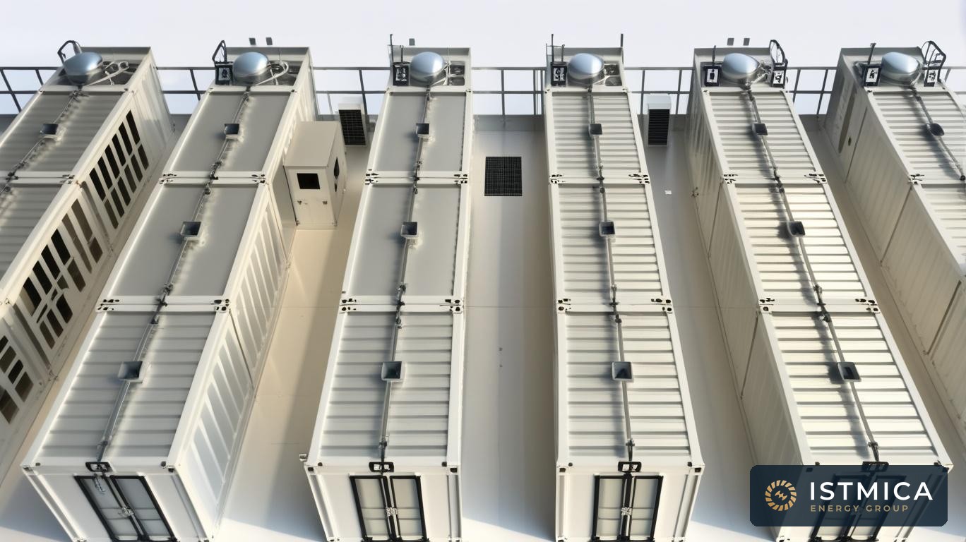 Modular arrangement of containerized generating units for a mining site
